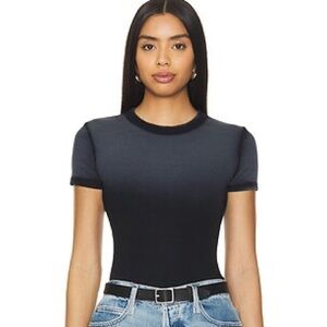 Cotton Citizen Verona Crew Ribbed Short Sleeve Tee, Black Cast, S